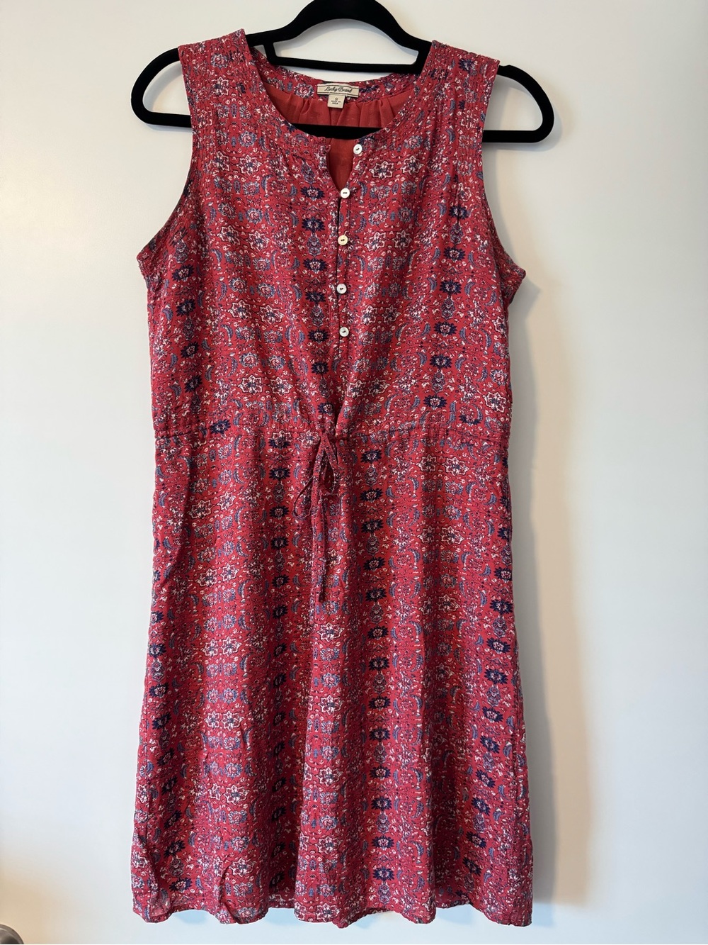 Lucky Brand Sleeveless Red Patterned Midi Dress